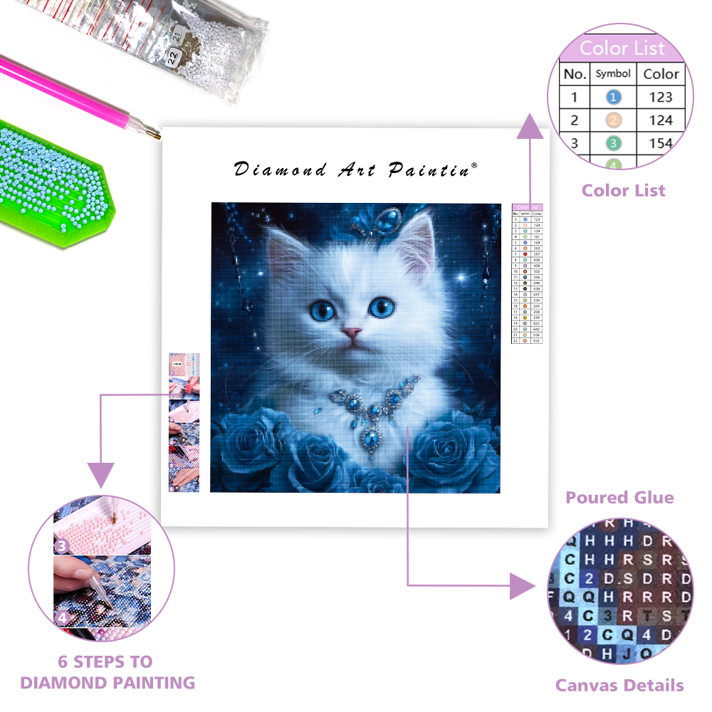 Royal Blue Kitty - Diamond Painting