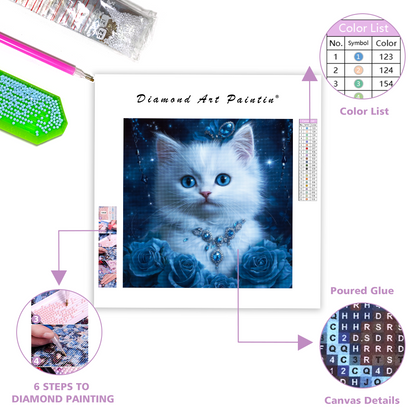 Royal Blue Kitty - Diamond Painting