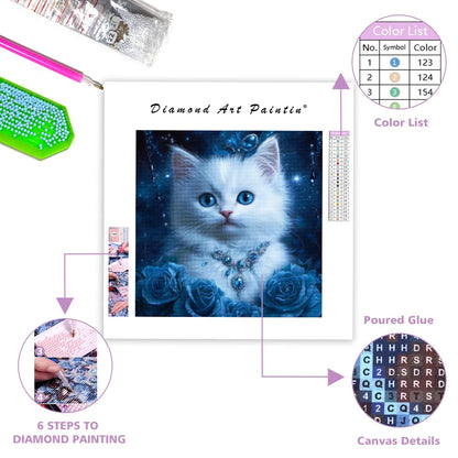 Royal Blue Kitty - Diamond Painting