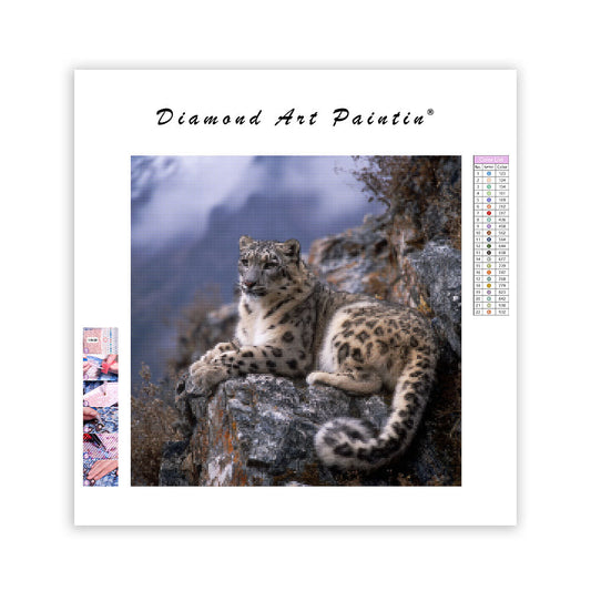 Snow Leopard on Cliff - Diamond Painting