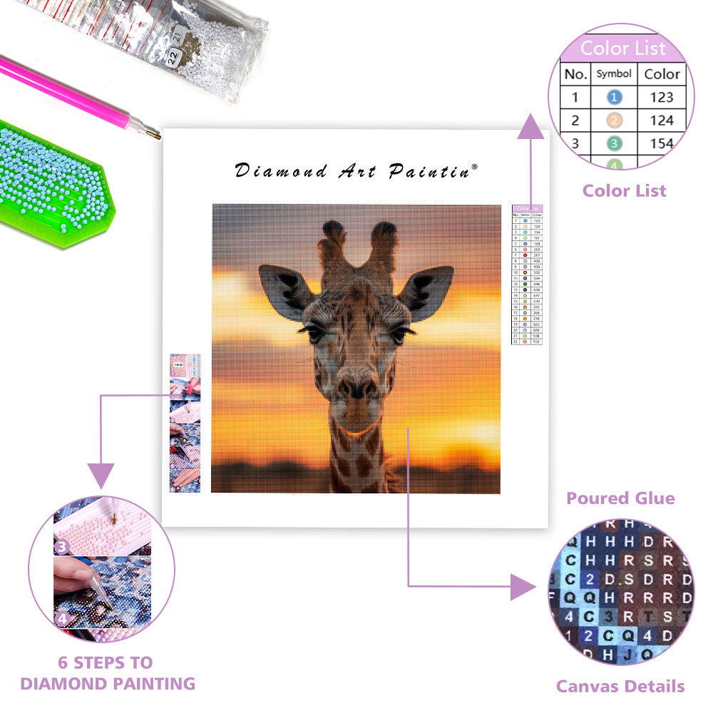 Giraffe Sunset - Diamond Painting