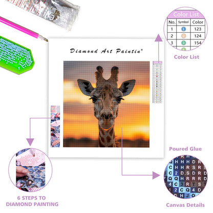 Giraffe Sunset - Diamond Painting