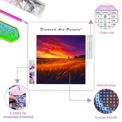 Sunset Grassland - Diamond Painting