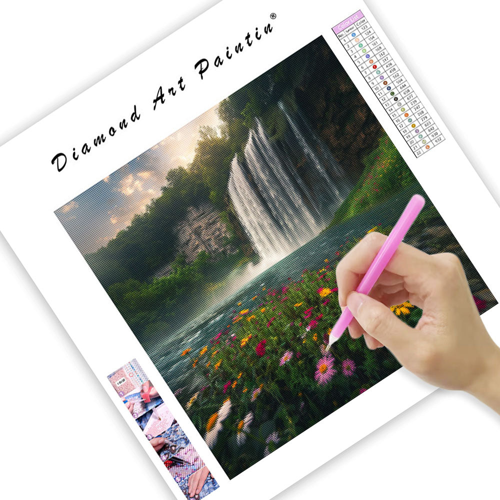 Serene Waterfall - Diamond Painting