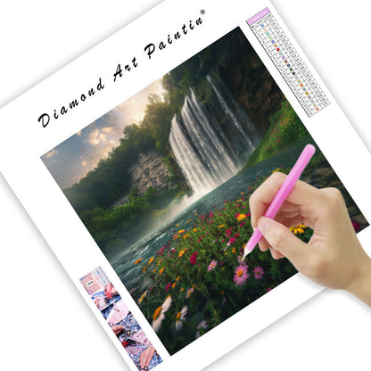Serene Waterfall - Diamond Painting