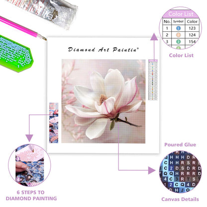 Elegant Magnolia Bloom - Diamond Painting