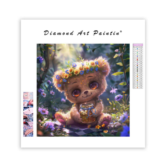 Flower Honey Bear - Diamond Painting