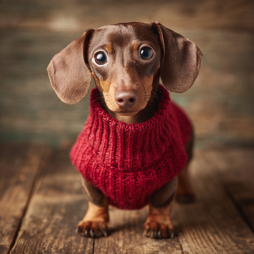 Dachshund in Red Sweater - Diamond Painting