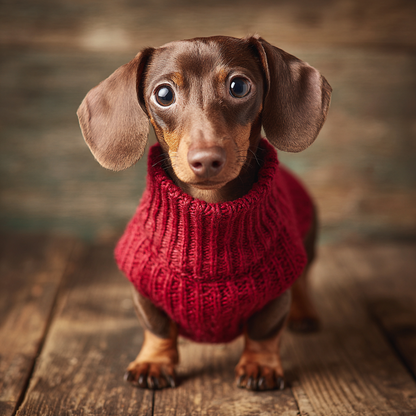 Dachshund in Red Sweater - Diamond Painting