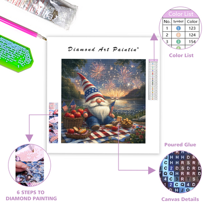 Patriotic Gnome Picnic - Diamond Painting