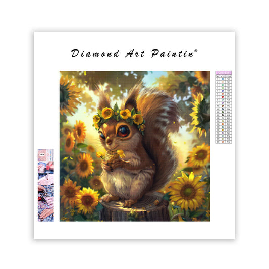 Sunflower Squirrel - Diamond Painting