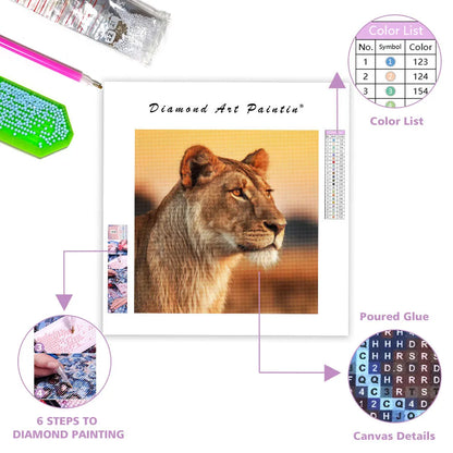 Lioness on the Savannah - Diamond Painting