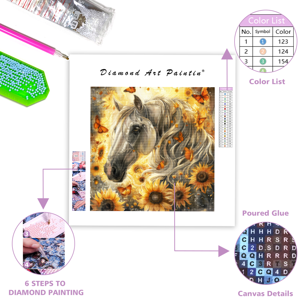 Horse & Sunflowers - Diamond Painting