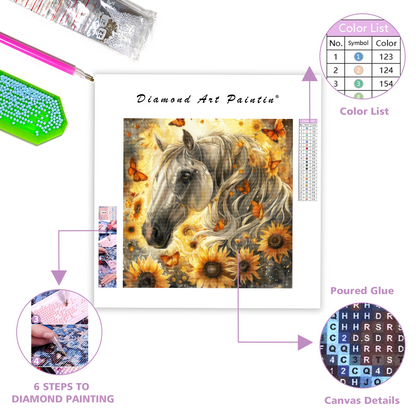 Horse & Sunflowers - Diamond Painting