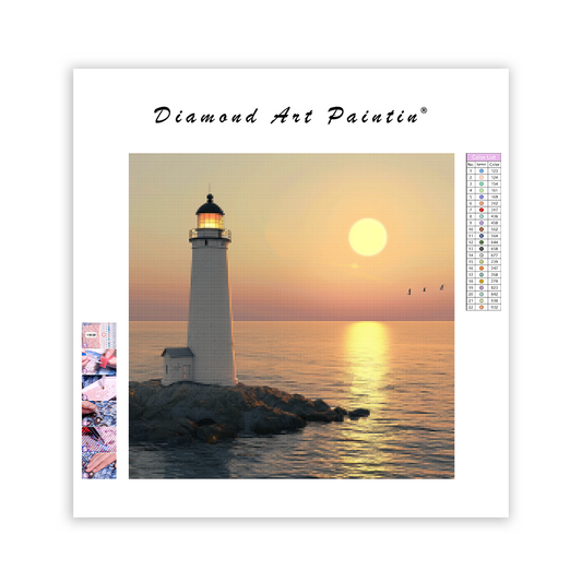 Lighthouse Sunset View - Diamond Painting