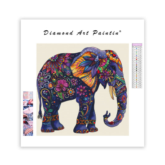 Floral Elephant Design - Diamond Painting