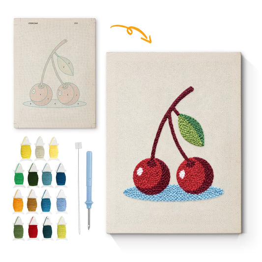 Cherry Blossom with Leaves - Punch Needle