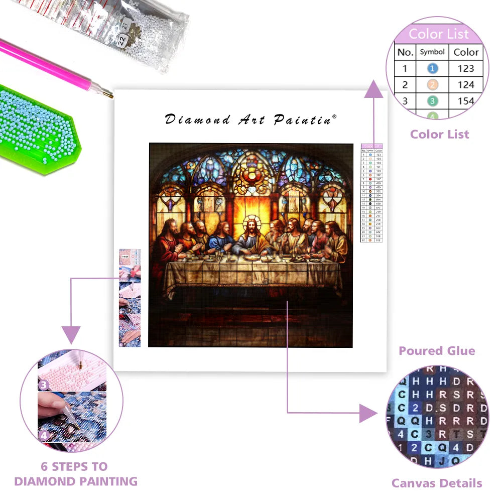 Stained Glass Depiction of The Last Supper - Diamond Painting