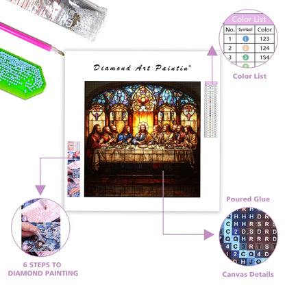 Stained Glass Depiction of The Last Supper - Diamond Painting