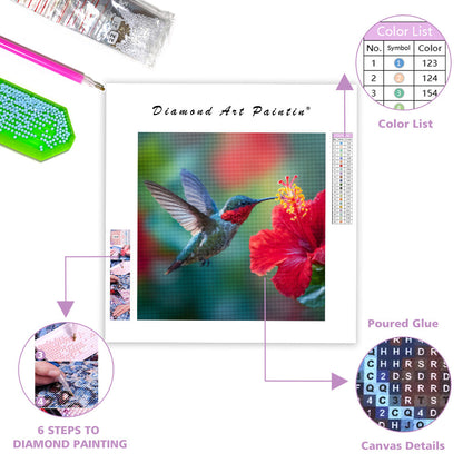 Hummingbird & Hibiscus Moment - Diamond Painting