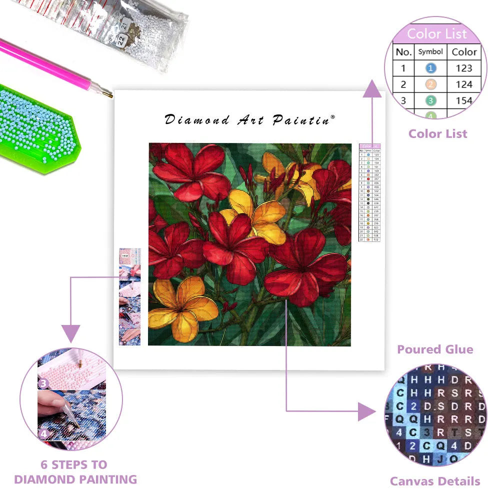 Red and Yellow Tropical Flowers - Diamond Painting
