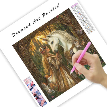 Unicorn and Maiden - Diamond Painting