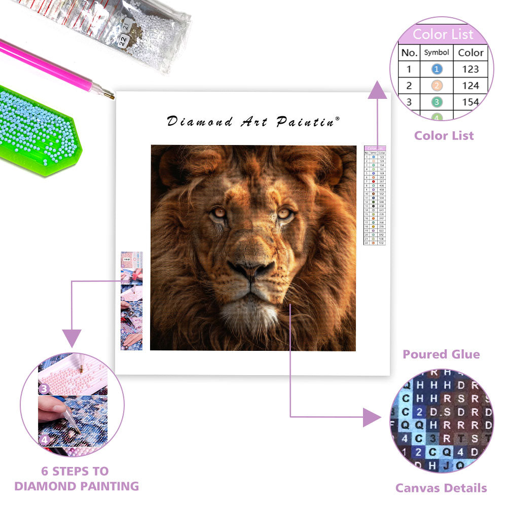 Majestic Lion Portrait - Diamond Painting
