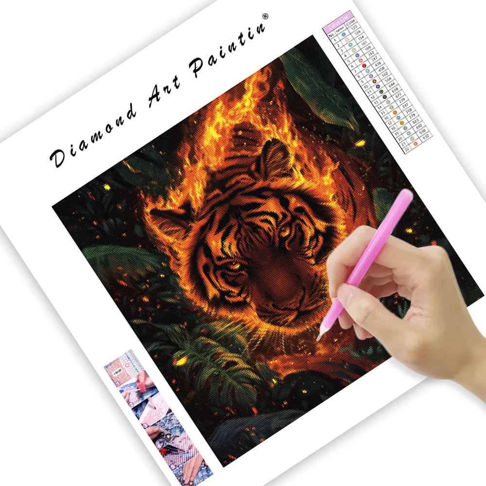 Fiery Tiger in the Jungle - Diamond Painting