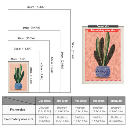 Blue Plant in Pot - Punch Needle