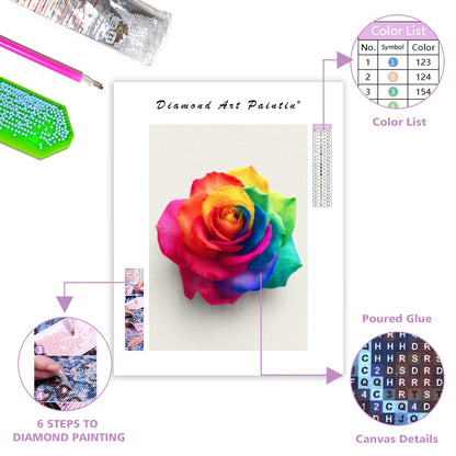 Rainbow Rose Bloom - Diamond Painting