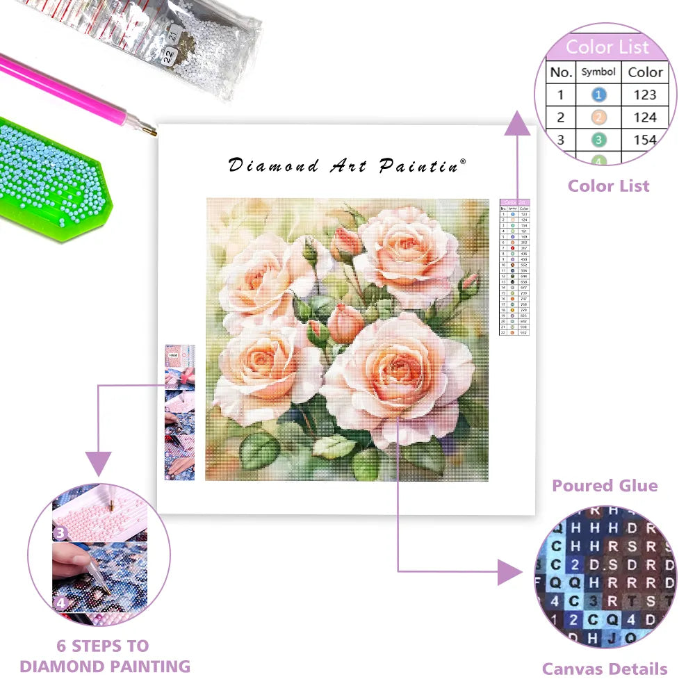 Blooming Pink Flowers - Diamond Painting