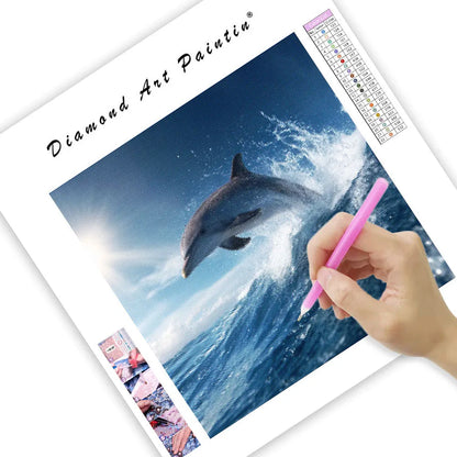 Dolphin Jumping from the Ocean - Diamond Painting