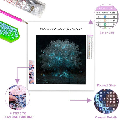 Glowing Silver Tree - Diamond Painting
