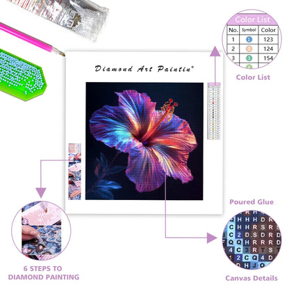 Neon Hibiscus Flower - Diamond Painting