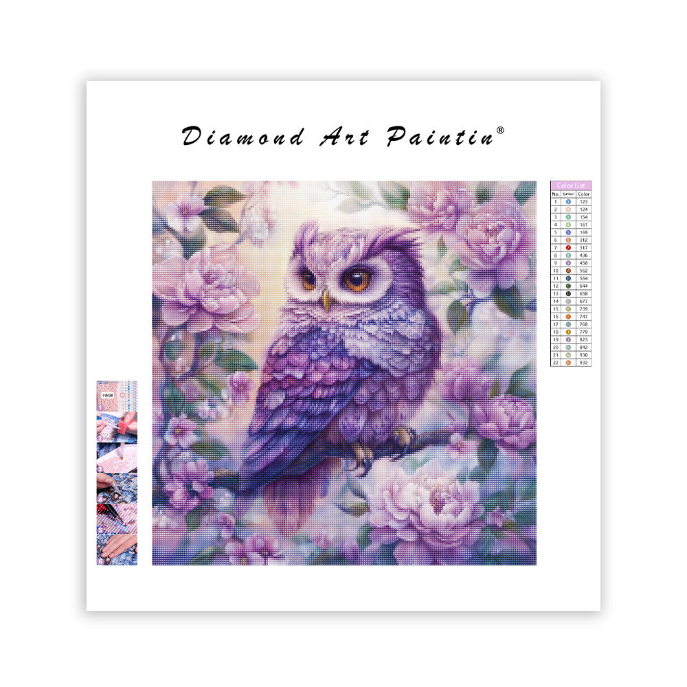 Dreamy Purple Owl - Diamond Painting