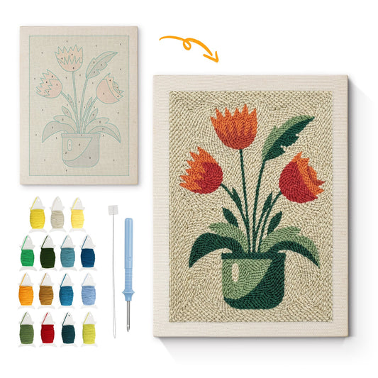 Orange Tulips - Punch Needle