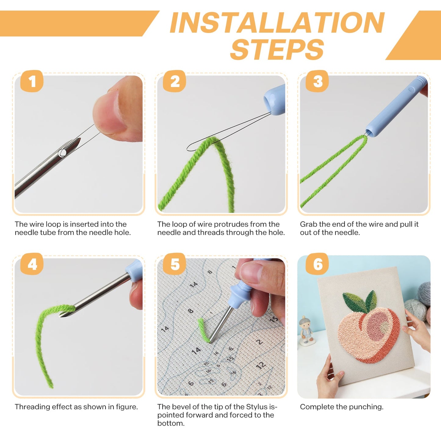 Peach Embroidery - Punch Needle