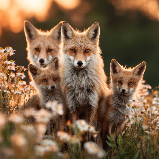 Fox Family Playing - Diamond Painting