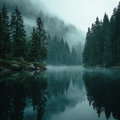 Mystical Fog over Lake - Diamond Painting