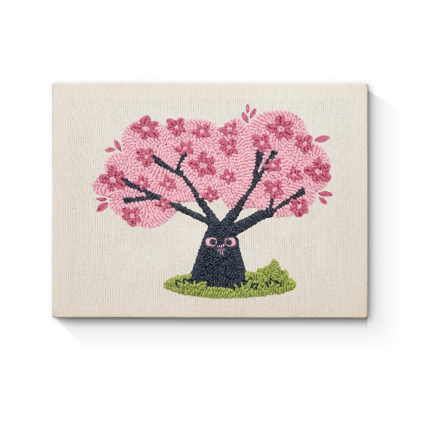 Cherry Blossom Tree with Owl - Punch Needle
