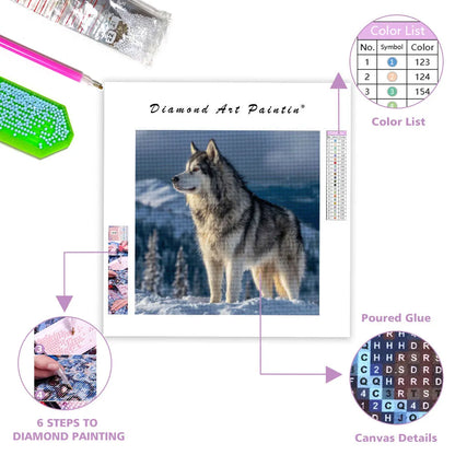 Alaskan Malamute Gazing - Diamond Painting