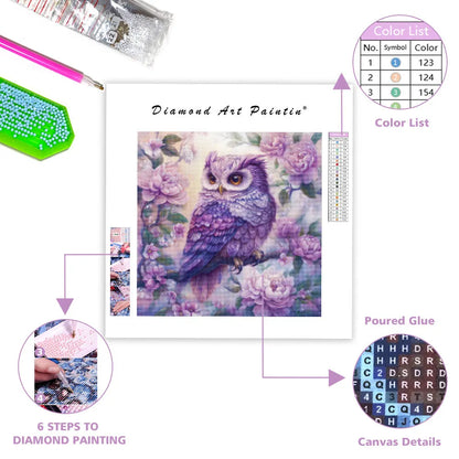 Dreamy Purple Owl - Diamond Painting