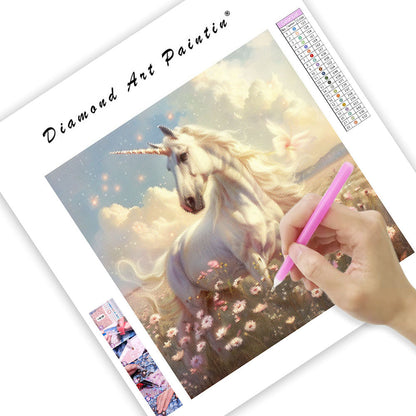 Unicorn in the Flower Patch - Diamond Painting