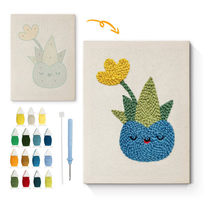 Happy Cactus Bloom - Punch Needle