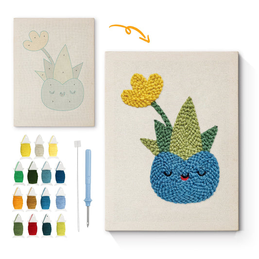 Happy Cactus Bloom - Punch Needle