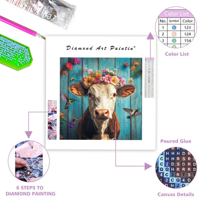 Floral Cow - Diamond Painting