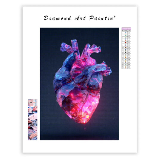 Glowing Crystal Heart - Diamond Painting