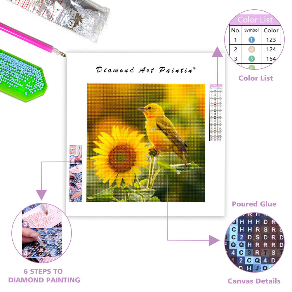 Sunflower Bird - Diamond Painting