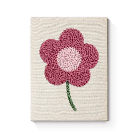 Pink Daisy Flower - Punch Needle