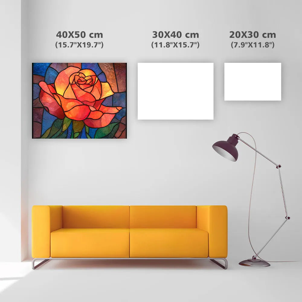 Rose in Stained Glass Window - Diamond Painting